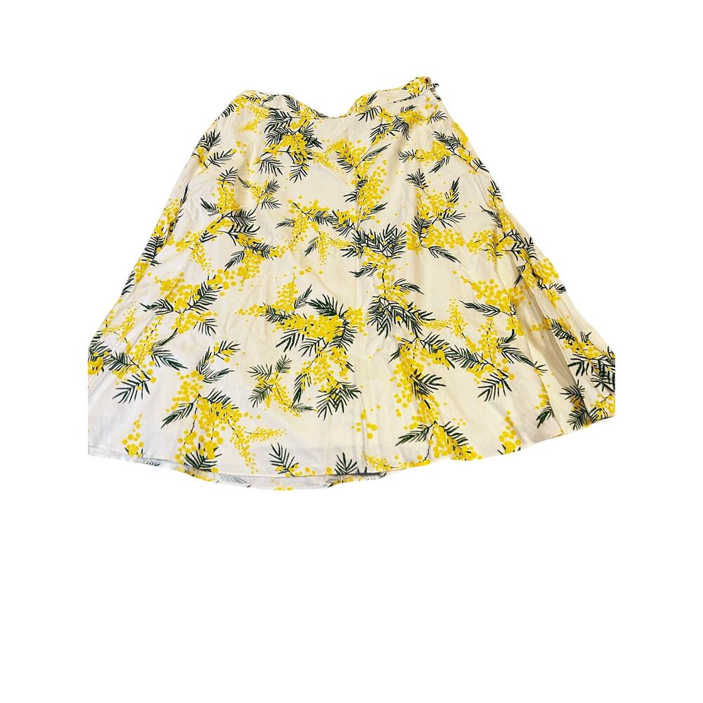 Hobbs London Foxcote Skirt US 14 Ivory Yellow Floral Midi Lined Limited Edition